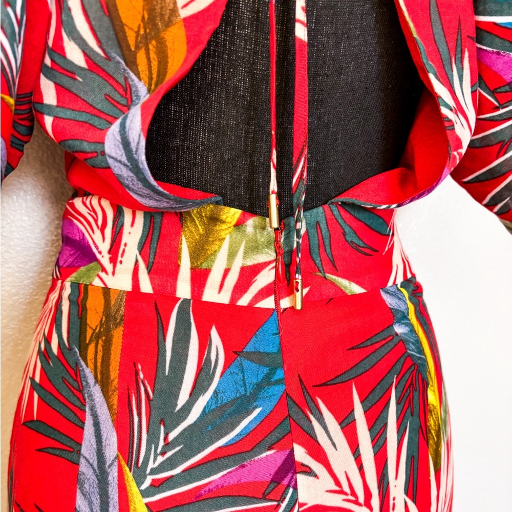 Anthropologie Red Carter Plunge Neckline Tropical‎ Jumpsuit Size XS - Picture 6 of 12